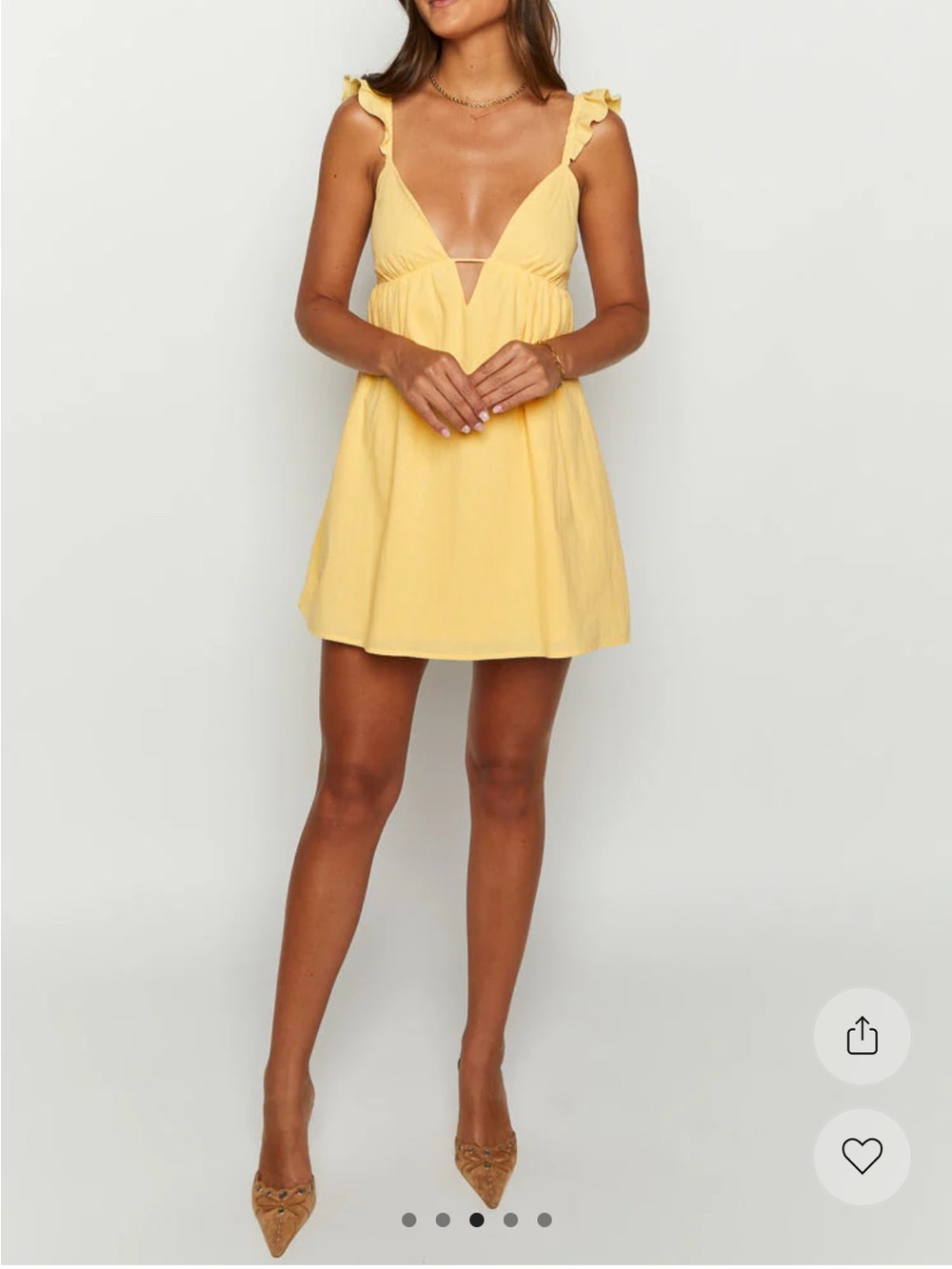 Beginning Boutique Sunny Yellow Ruffle-Strap Mini Dress